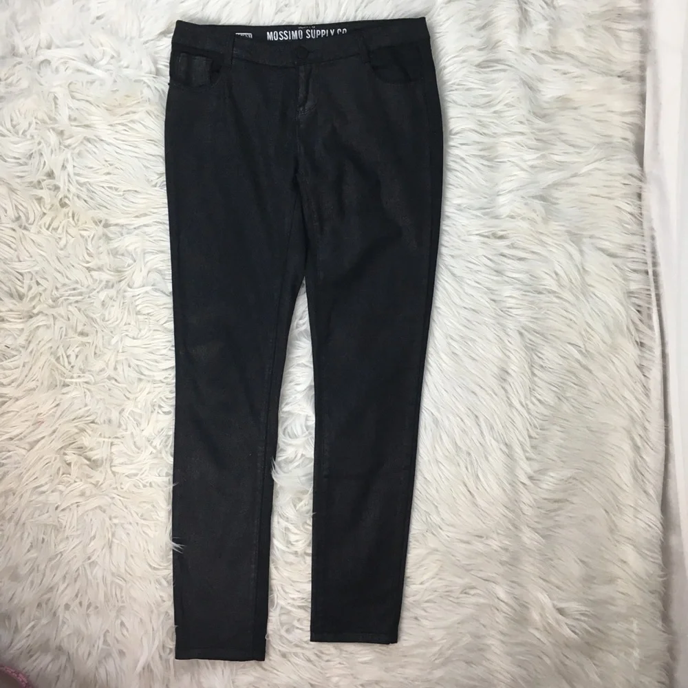 MOSSIMO BLACK SHIMMER SKINNY JEANS JUNIOR SZ 5